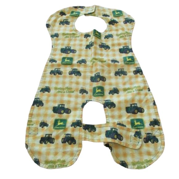 John Deere Handmade Bib‎ Infant Baby Boys One Size Yellow Green Tractors Farm - Picture 1 of 5